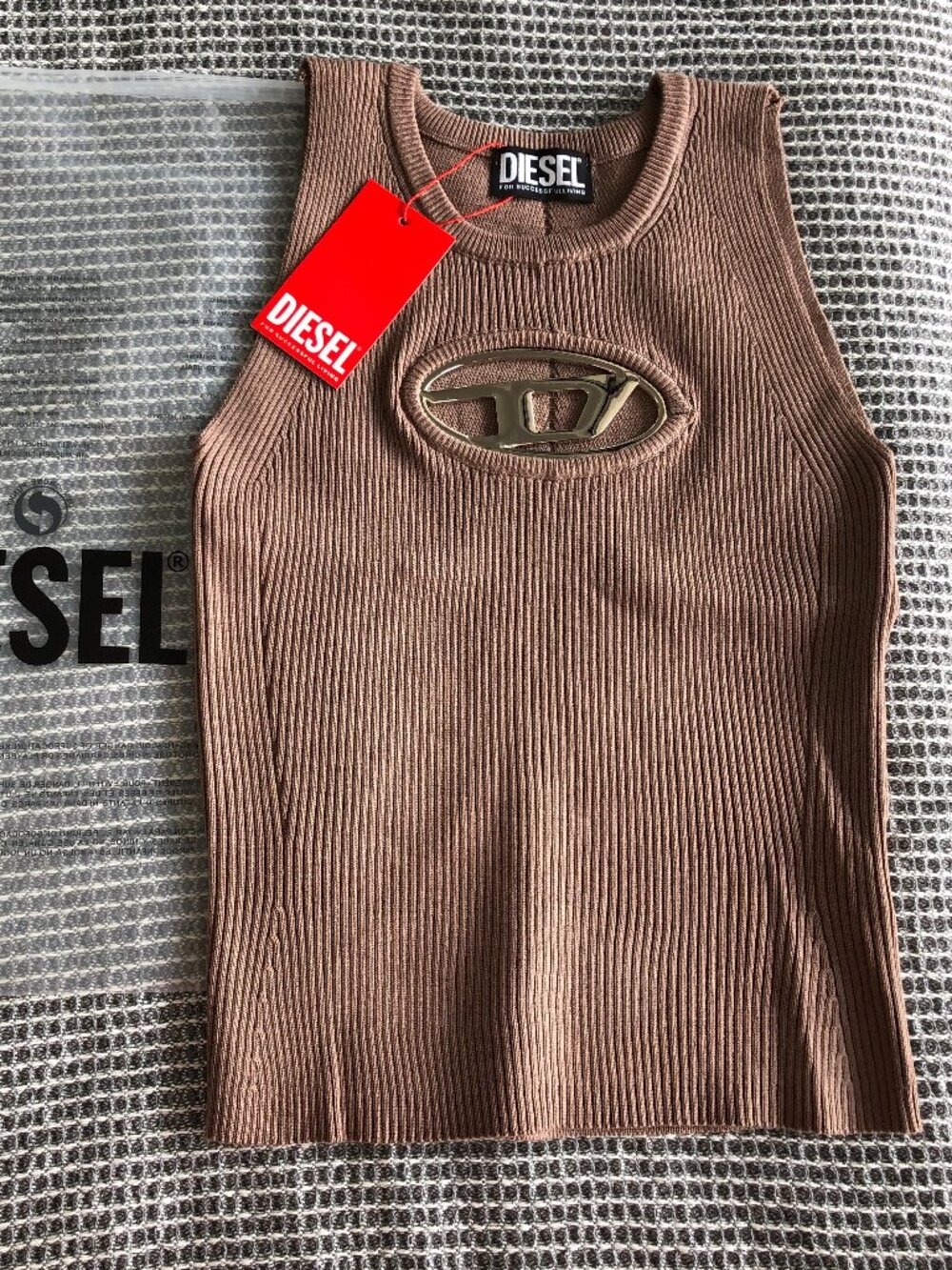 Diesel  Rib knit viscose- and polyester-blend tank top